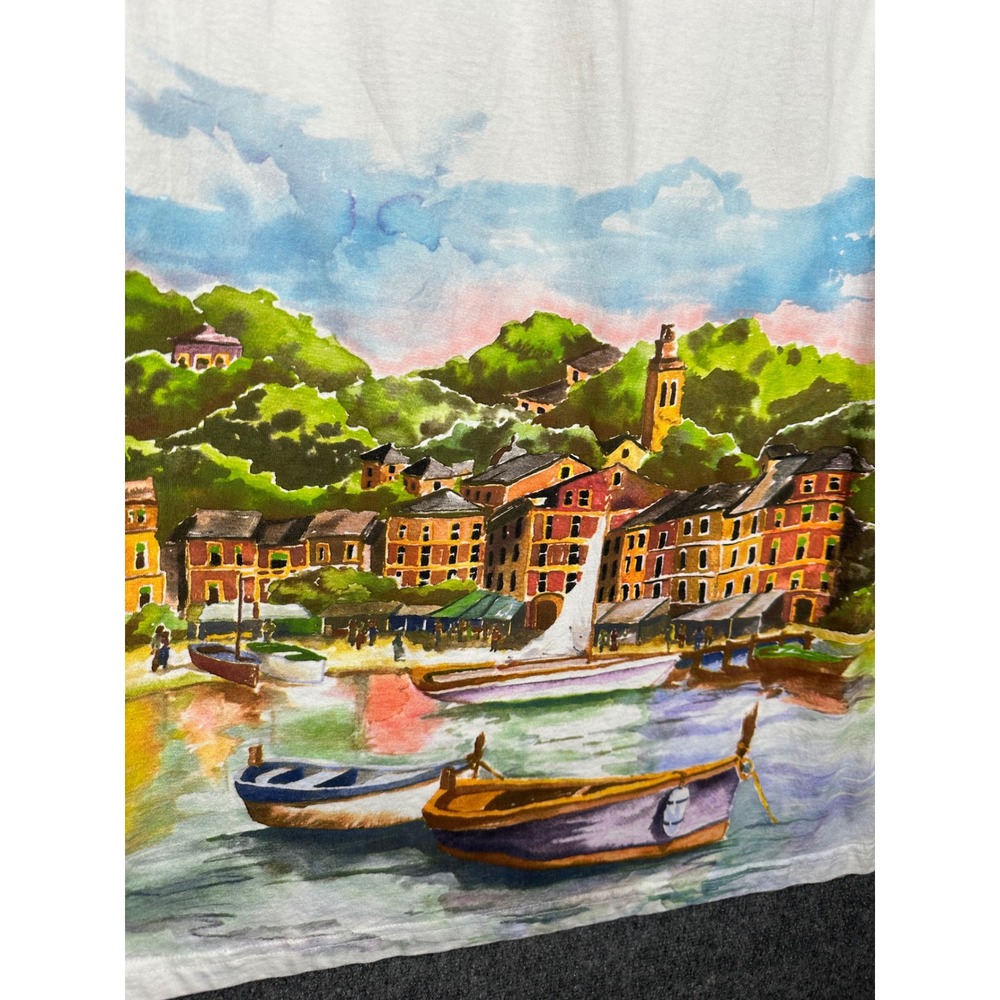 Maze Womens Coastal Watercolor Graphic Maxi Dress White Medium M Cotton Pockets - Picture 9 of 13